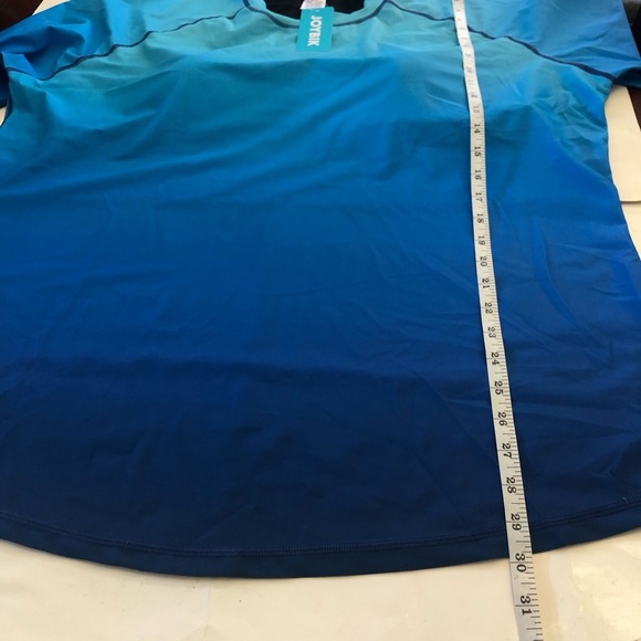 Joybik Blue Gradient Rashguard UPF50 With Black Swim Shorts Set Plus Size 3X/4X - Picture 9 of 16